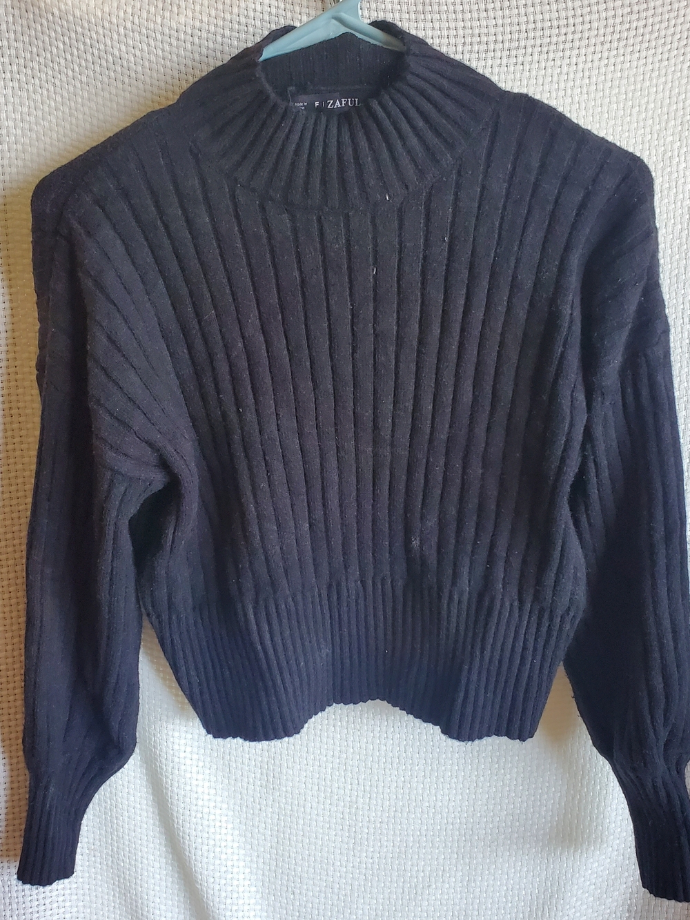 💐4 for $18 - Zaful Black Ribbed Mock Neck Sweater